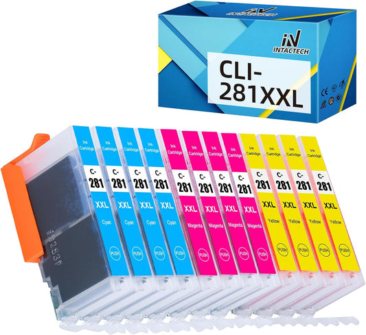 CLI-281 XXL Cyan/Magenta/Yellow-3 Color Ink Cartridges Compatible with Canon 281XXL CLI281 Value Pack Work for Pixma TS6120 TS8120 TR7520 TR8520 TS9120 TS6220 TS8220 TS9520 TS9521C