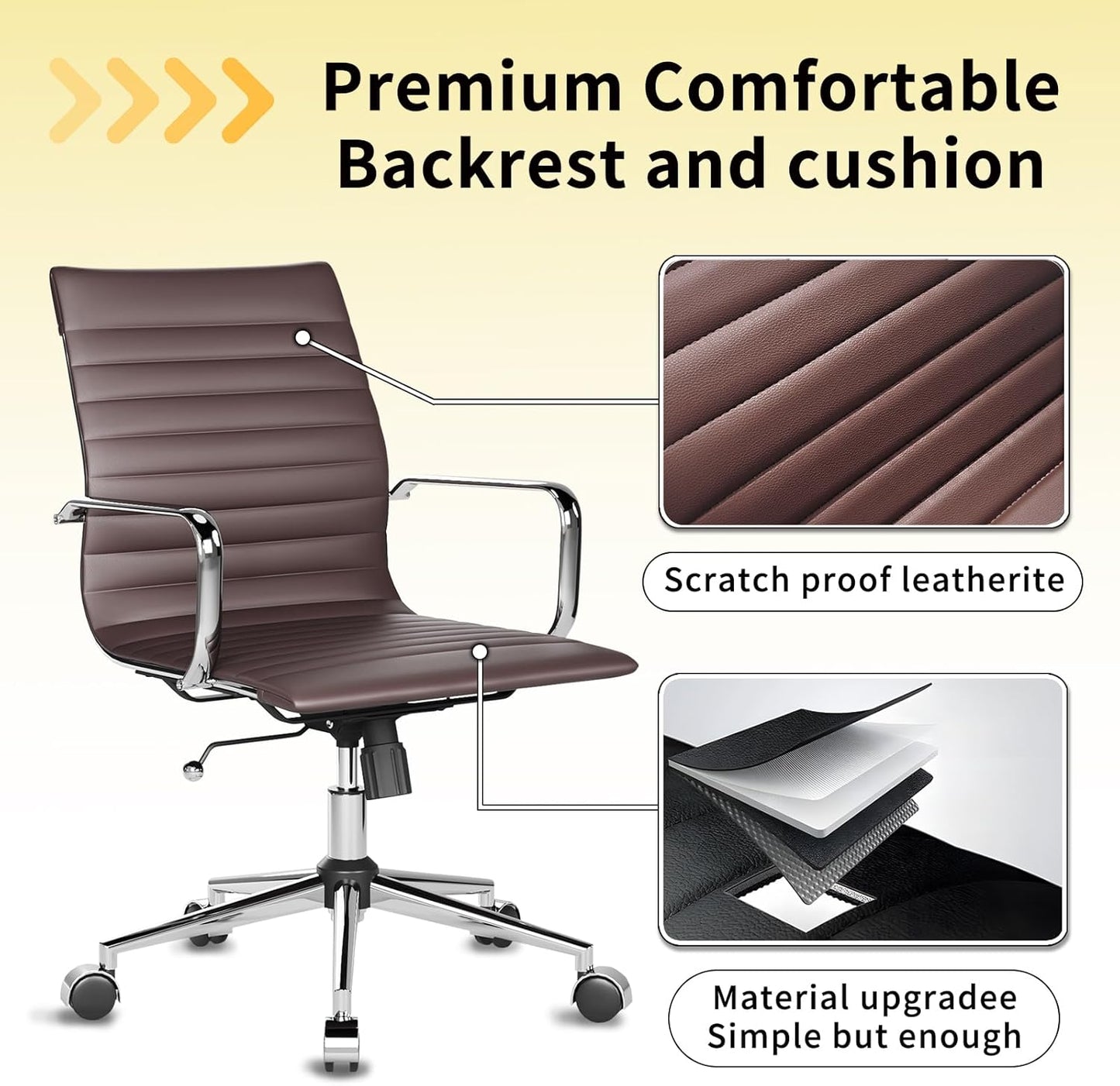 Chair, Desk Computer Chair ，with Armrests ，Ergonomic Office Chair for Home and Office, 17.32 x 22.83 x 35.43 inches, Multiple Colors (Brown)
