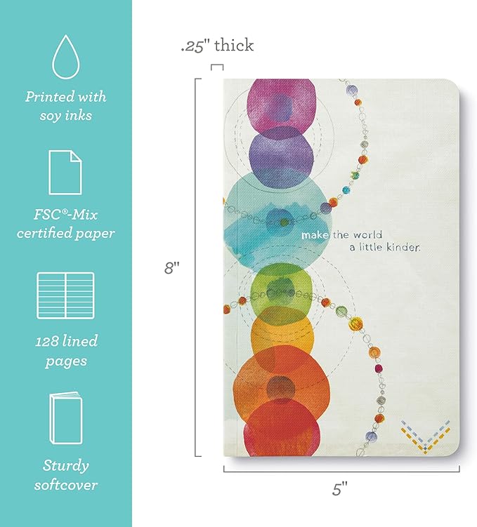 Compendium Softcover Journal - Make the World a Little Kinder. – A Write Now Journal with 128 Lined Pages, 5″W x 8″H