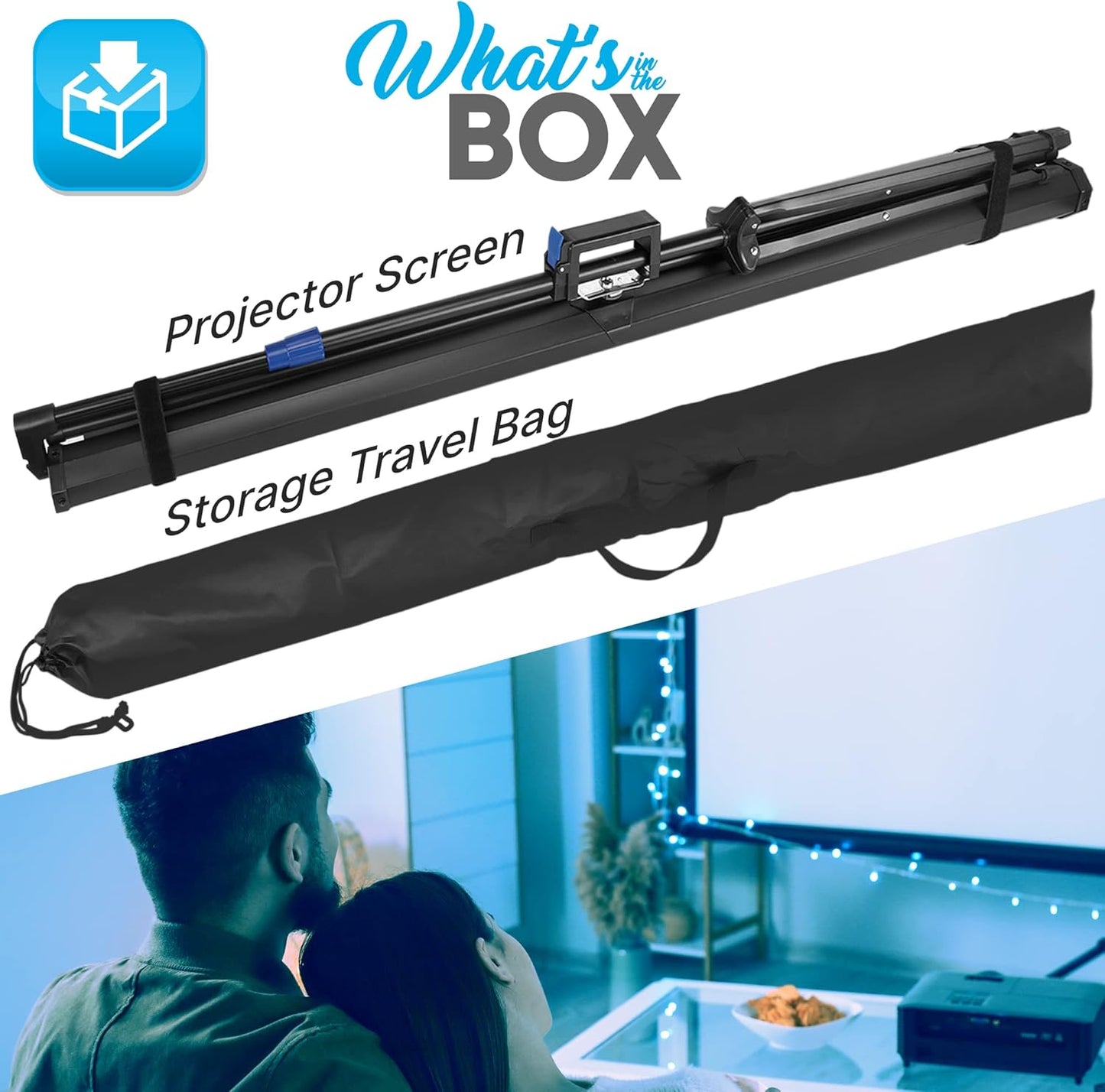 Pyle Universal Projector Screen w/ Stand - 120-Inch Floor Standing Portable Fold-Out Rollup Matte For Projection, Includes Tripod, Great For Indoor/Outdoor Presentation, Quick Assembly