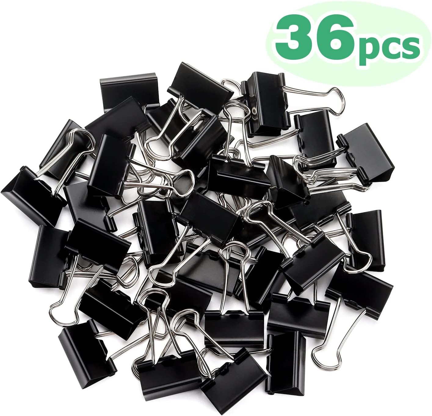 ZZTX Black Binder Clips Paper Clamps Clips Small Size, 1.0 Inches, 36 Pack