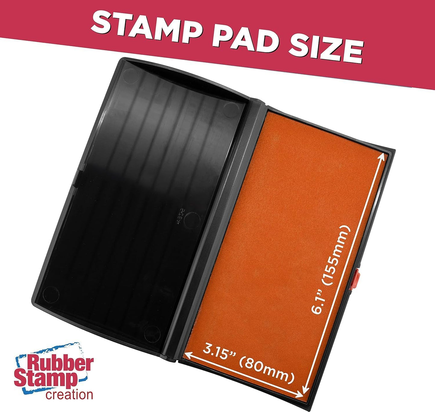 Large Premium Orange Ink Stamp Pad - 3" by 6" - Quality Felt Pad - Case with Closing snap