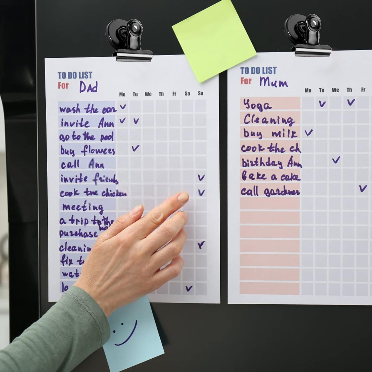 VNDUEEY 6 Pack Refrigerator Magnets Fridge Magnets, Black Magnetic Clips Whiteboard Magnets, Magnet Clips for Home and Office List Display