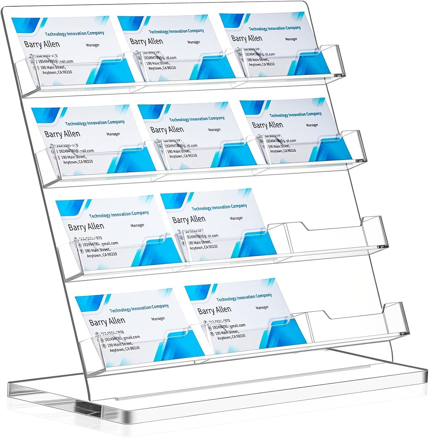 Business Card Holder for Desk 12 Slots Freestanding Acrylic Business Card Holder Display Stand Multiple Organizer for Office Meeting Exhibition Home