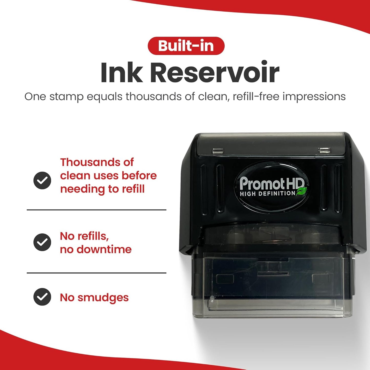 Promot Pre-Inked Custom Deposit Stamp - Personalized Text, Refillable Custom Stamp with Built-in Ink Reservoir, Easy 3-Step Re-Inking, Customized Rubber Stamp for Bank and Businesses (5-Lines)