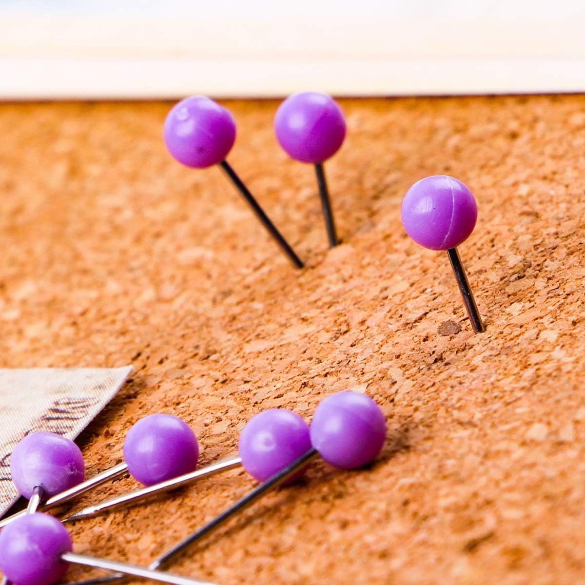 Map Tacks 1/8-Inch Assorted Color Beads Head Map Marking Push Pins,500-count (Purple)