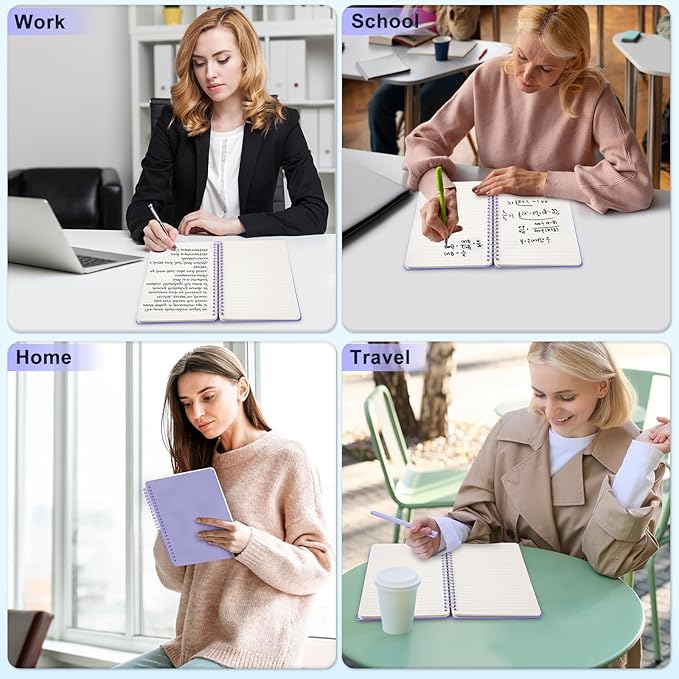 Lined Spiral Journal Notebook, B5 Hardcover Leather Notebook for Work, 7.8''×10'', 100GSM Thick Paper Spiral Bound Journaling Notebooks for Women & Men Office School Note Taking Business, Purple