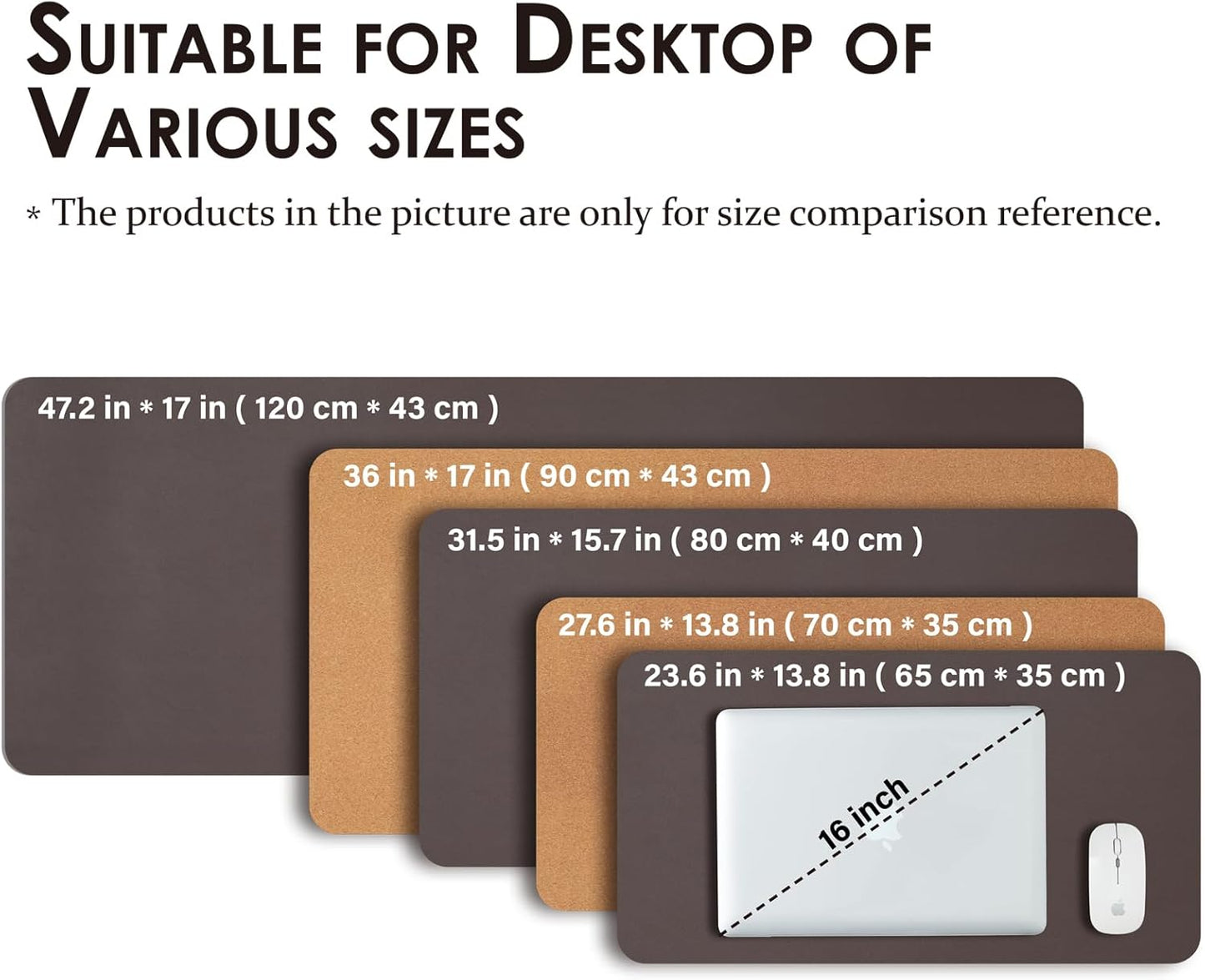 Cork Desk Mat - Dual-Sided Desk Pad for Office and Home - Desk Organization and Accessories - Ideal for Large Mouse Pad and Desk Mats on Top of Desks(Coffee,36"x 17")