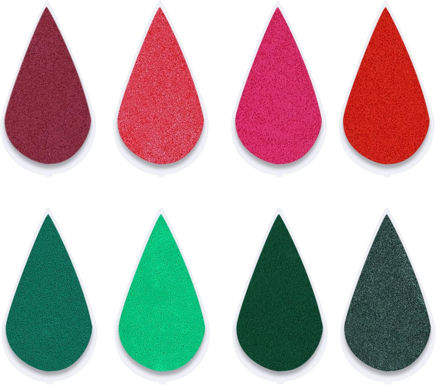 Petal Ink Pads for Rubber Stamps Waterdrop Shaped Stamp Pads with 8 Assorted Colors (Set 1020 Christmas Red Green)
