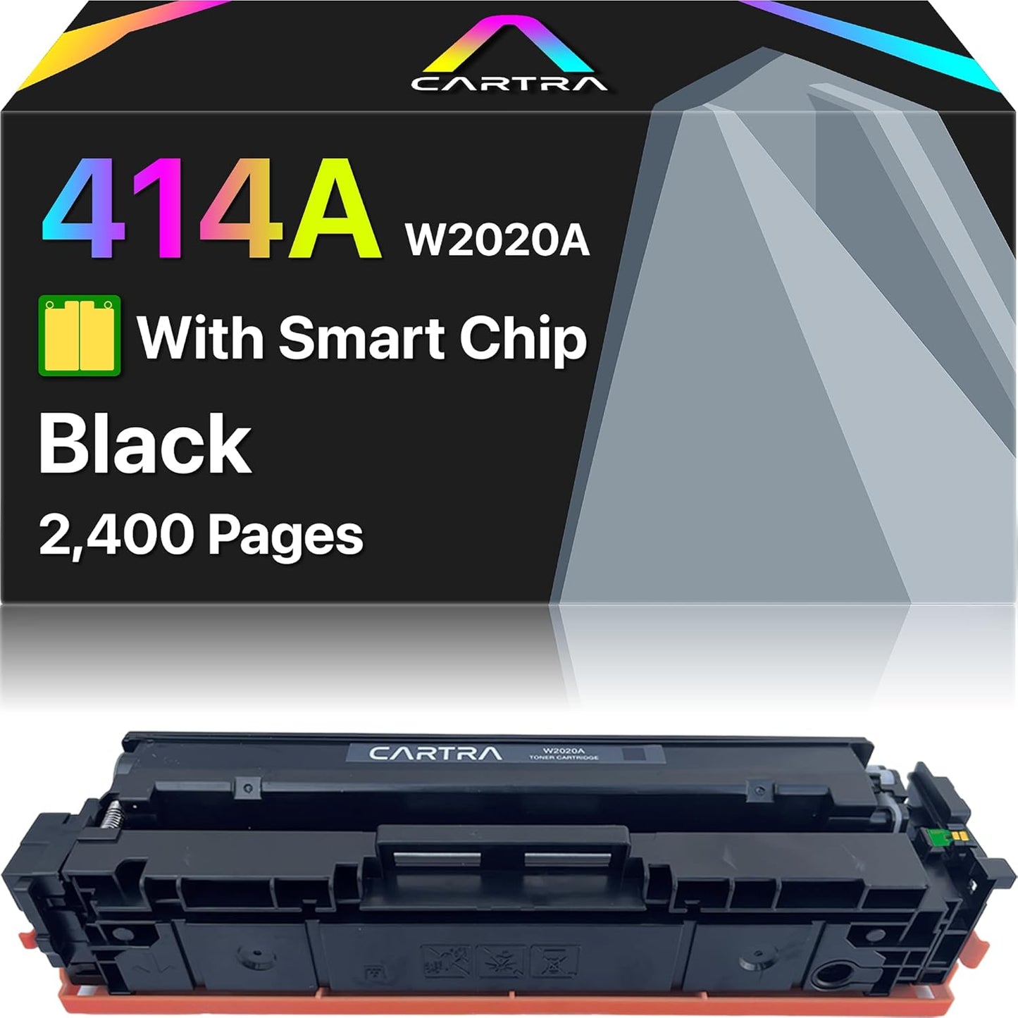 CARTRA 414A Black Toner Cartridge W2020A, Compatible with 414A Toner Cartridges, Works with Color Laser Jet Pro MFP Series Printer