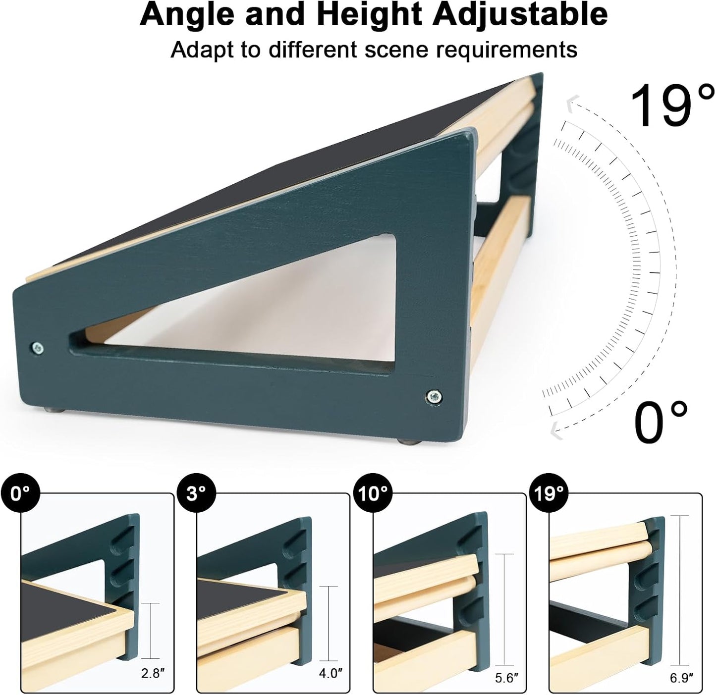 WOOD CITY Foot Rest for Under Desk at Work, 3 Heights Adjustable Footrest with Silicone Surface, 2in1 Foot Stool Improve Posture, Reduce Fatigue & Pain, Ideal for Home/Office/Gaming(Natural-Deep Blue)