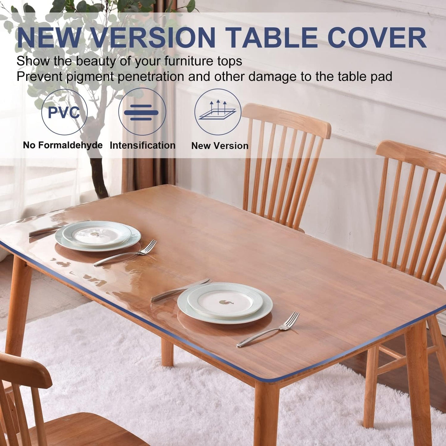 12x12 Inch Square Clear PVC Vinyl Tablecloth Protector - Glass, Metal, Wooden Table Tops - 1.5mm Thick - Waterproof, Wipeable