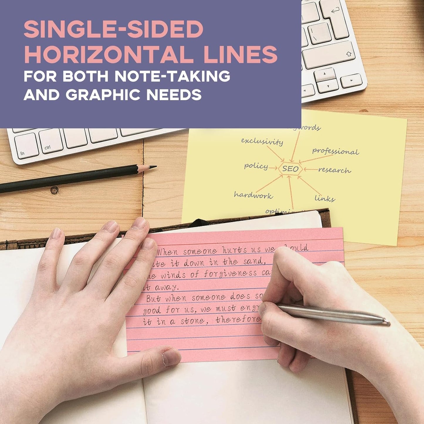 Colored 4x6 Index Cards Ruled-Goefun 300 Sheets Lined Note Cards 4 x 6 Color Flashcards for Studying, Note Taking, To Do List