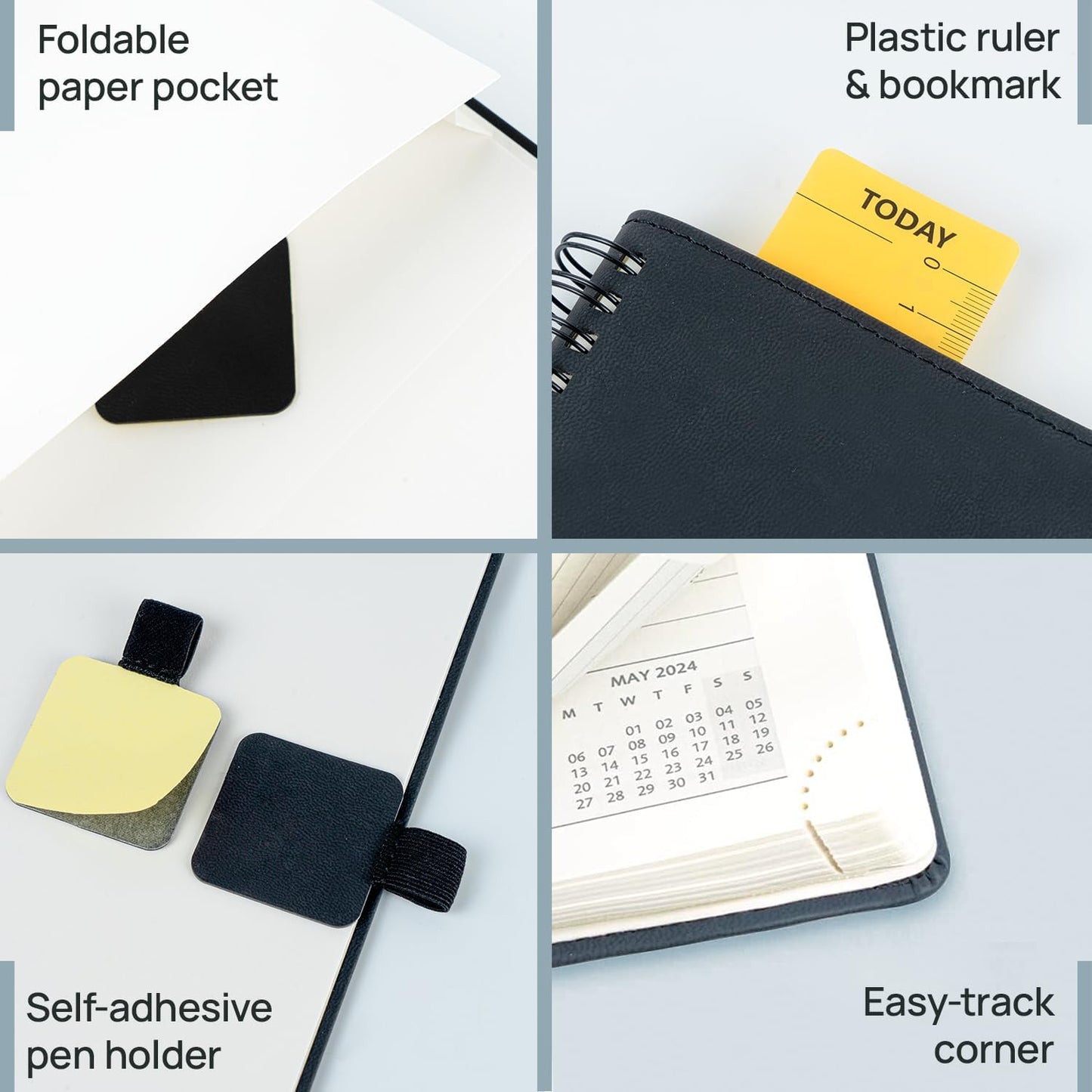 POPRUN 2026 Planner (Medium - 6.5'' x 8.5'') with Hourly Schedule, Vertical Layout - 2026 Weekly Calendar (Jan. 2026 - Dec.2026) for Time Management, Monthly Tabs, Spiral Bound, Soft Cover - Night Sky Blue