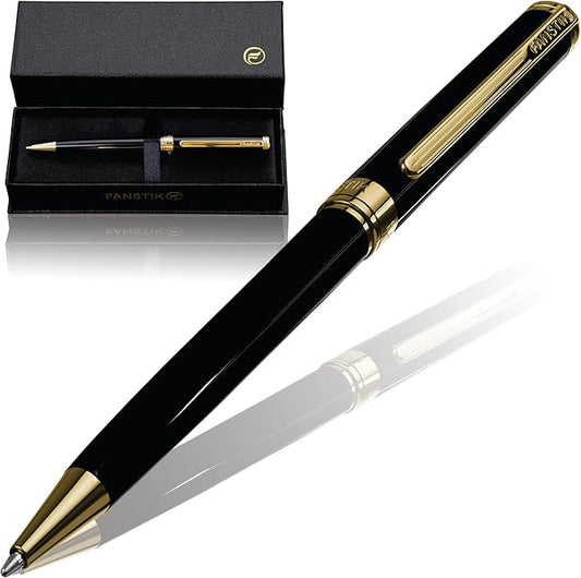 Black & Gold Luxury ballpoint Pen (Made In USA) fancy gift set for women, Real 24K Gold Plating, Professional executive pen gift set for men (Lux BallPoint Black-Gold)