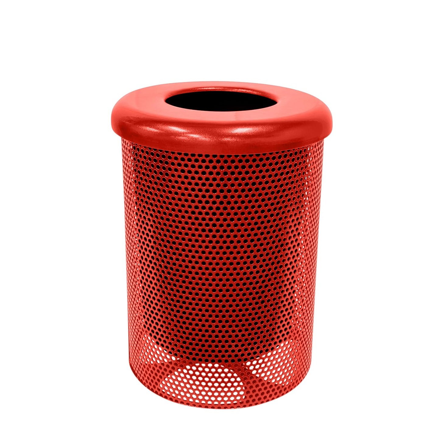 RFT-P-RED Heavy Duty Round Trash Receptacle with Flat Top, Liner Included, 32 Gallon, Red, Made in America