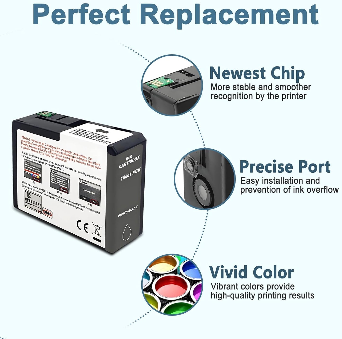 T850 Ink Cartridge T8501 T850100 Remanufactured Work for SureColor P800 (1-Pack, Photo Black)