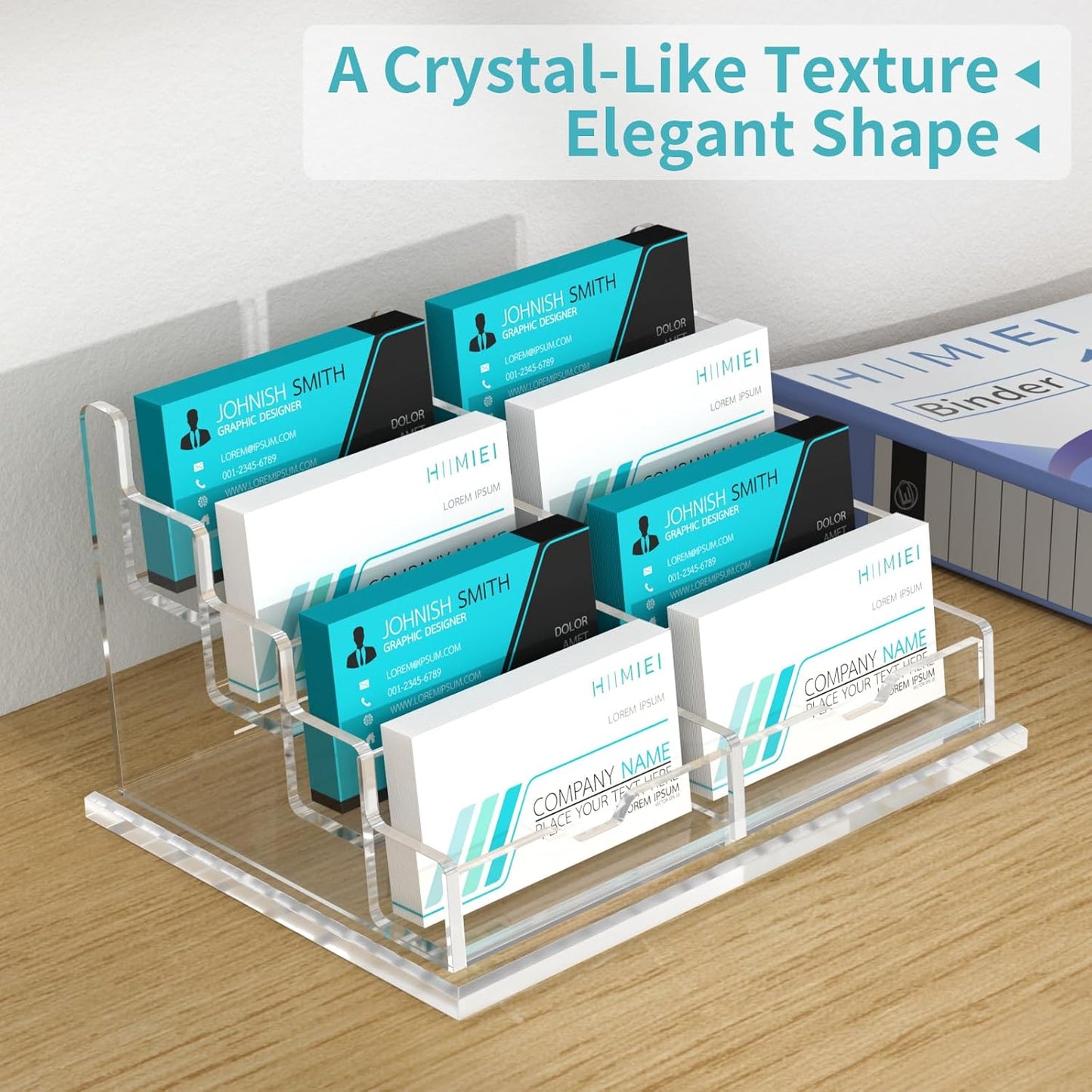 HIIMIEI Acrylic Business Card Display, Multiple Card Holder for Office, Home, Restaurant - 8 Slot, 4 Tier