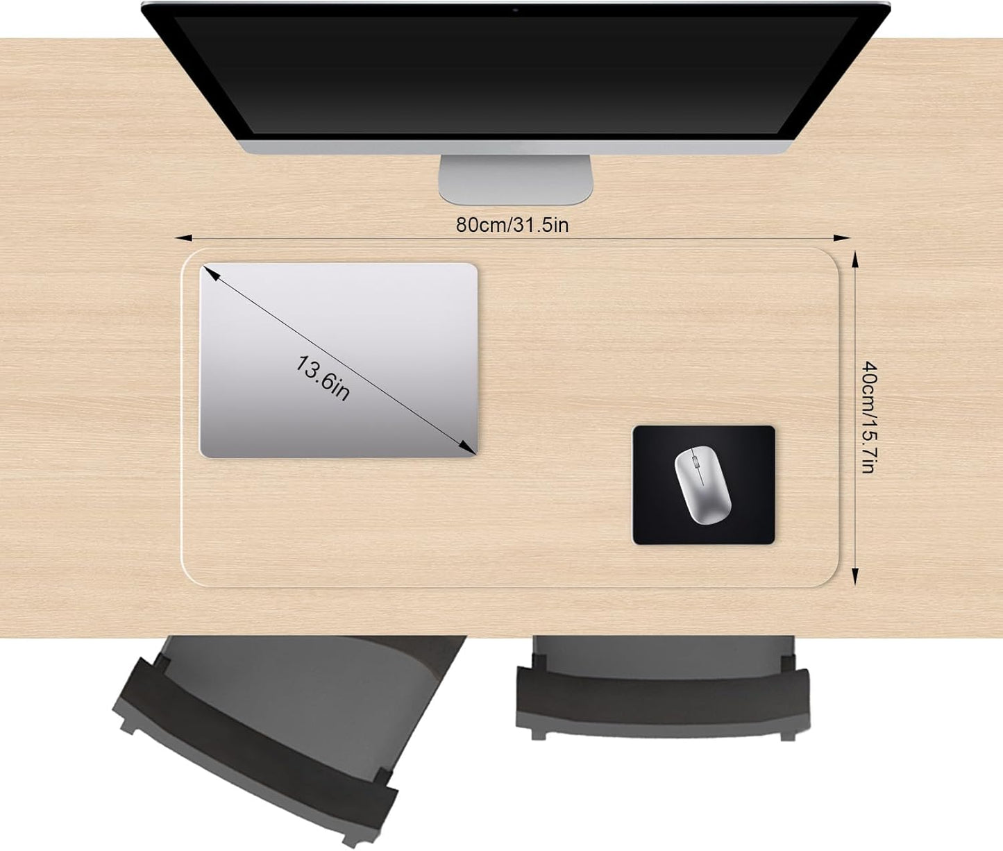 Clear Desk Mat, Non-Slip PVC Desk Protector Mat with Round Edge, Heat Resistant & Waterproof Clear Desk Writing Mat for Home and Office (31.5''*15.7'')