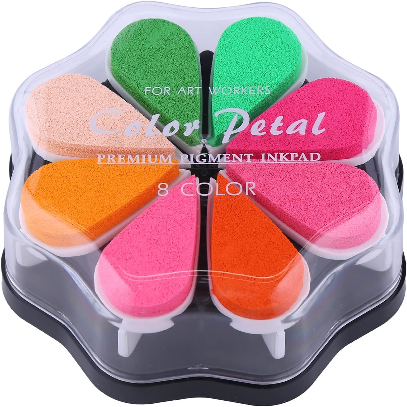 Petal Ink Pads for Rubber Stamps Waterdrop Shaped Stamp Pads with 8 Assorted Colors (Set 1006)