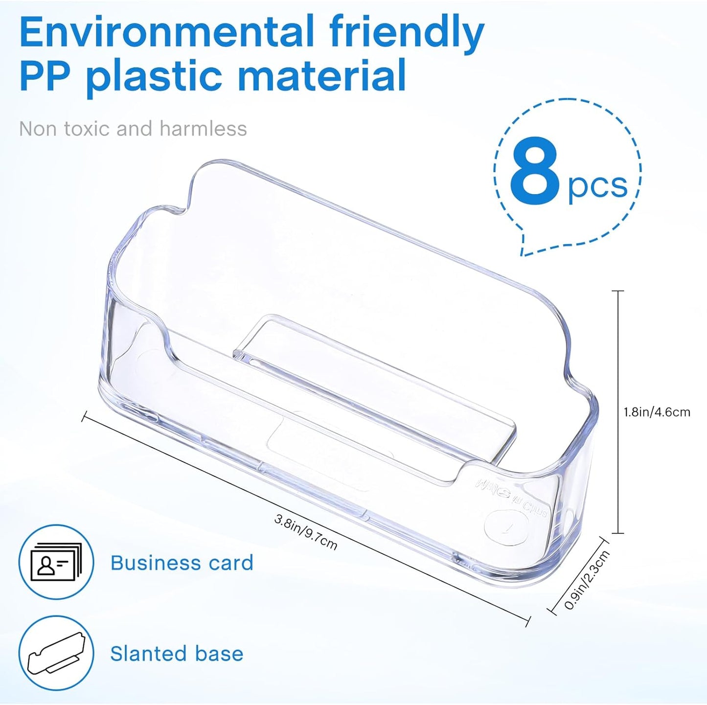 Leinuosen 50 Pack Business Card Holder for Desk Acrylic Business Card Holder Display Clear Label Stand Label Table Desktop Organizer for Home and Office