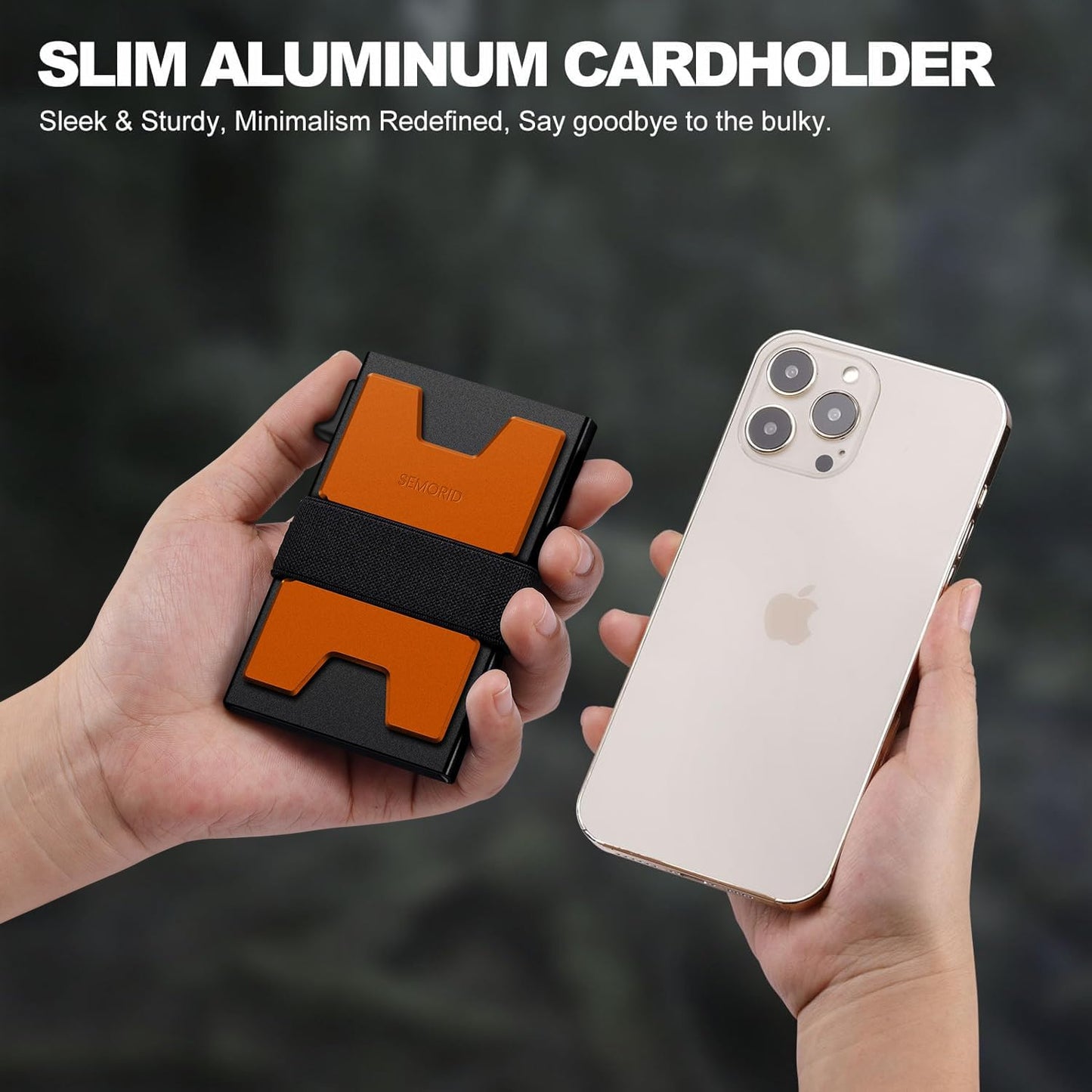 Slim Aluminum Card Holder Wallet for Men, Durable Expandable Backplate, RFID Blocking Minimalist Metal Pop Up Wallet, Holds 12+ Cards Plus Cash