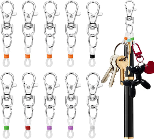Pen Holder for Lanyard, Retractable Badge Reel Accessories, Colorful Silicone Clips with Lobster Clasps, Mini Pen Clips for Badge Mini Sharpie, Nurse Teacher Student for Daily Use (10 Pack)