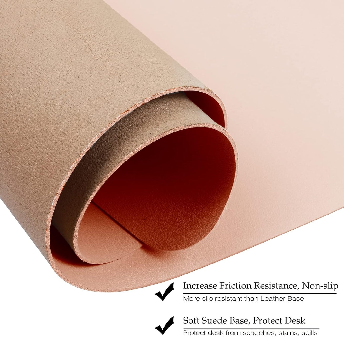 Boutilon Leather Desk Pad Protector,Non-Slip Mouse Pad,Laptop Desk Pad,Office Mouse Mat,Waterproof Leather Desk Blotter,Desk Writing Pad for Office and Home (M-Orange Pink,30"x14")