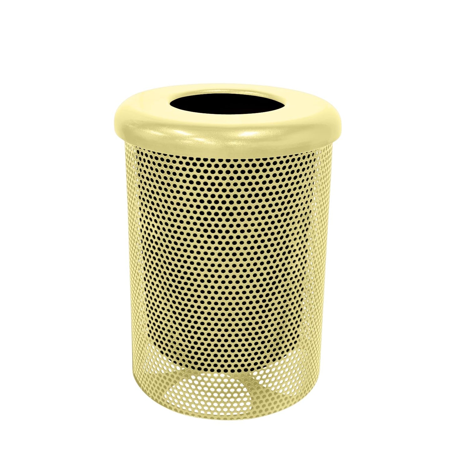 RFT-P-TXTSAND Heavy Duty Round Trash Receptacle with Flat Top, Liner Included, 32 Gallon, Textured Sandstone, Made in America