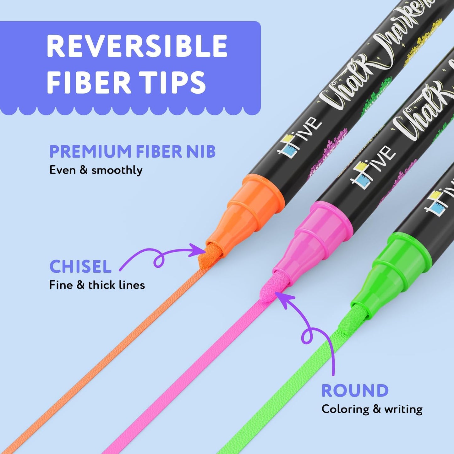 TFIVE Yellow Liquid Chalk Markers - 2 Pack Bright Colors Erasable Chalk Marker Pens, Reversible Tip, Non-Toxic, for Chalkboards, Signs, Glass, Easy to use Chalk markers TF800