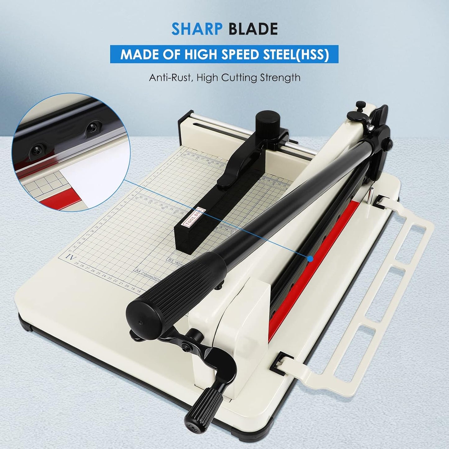 Heavy Duty Paper Cutter, 12" Guillotine Paper Cutter, Cortadora de Papel 500 Sheets Paper Trimmer with Double Safety Protection&Durable HSS Blade for Cutting Paper, Leather, PVC,Non-Woven Fabrics