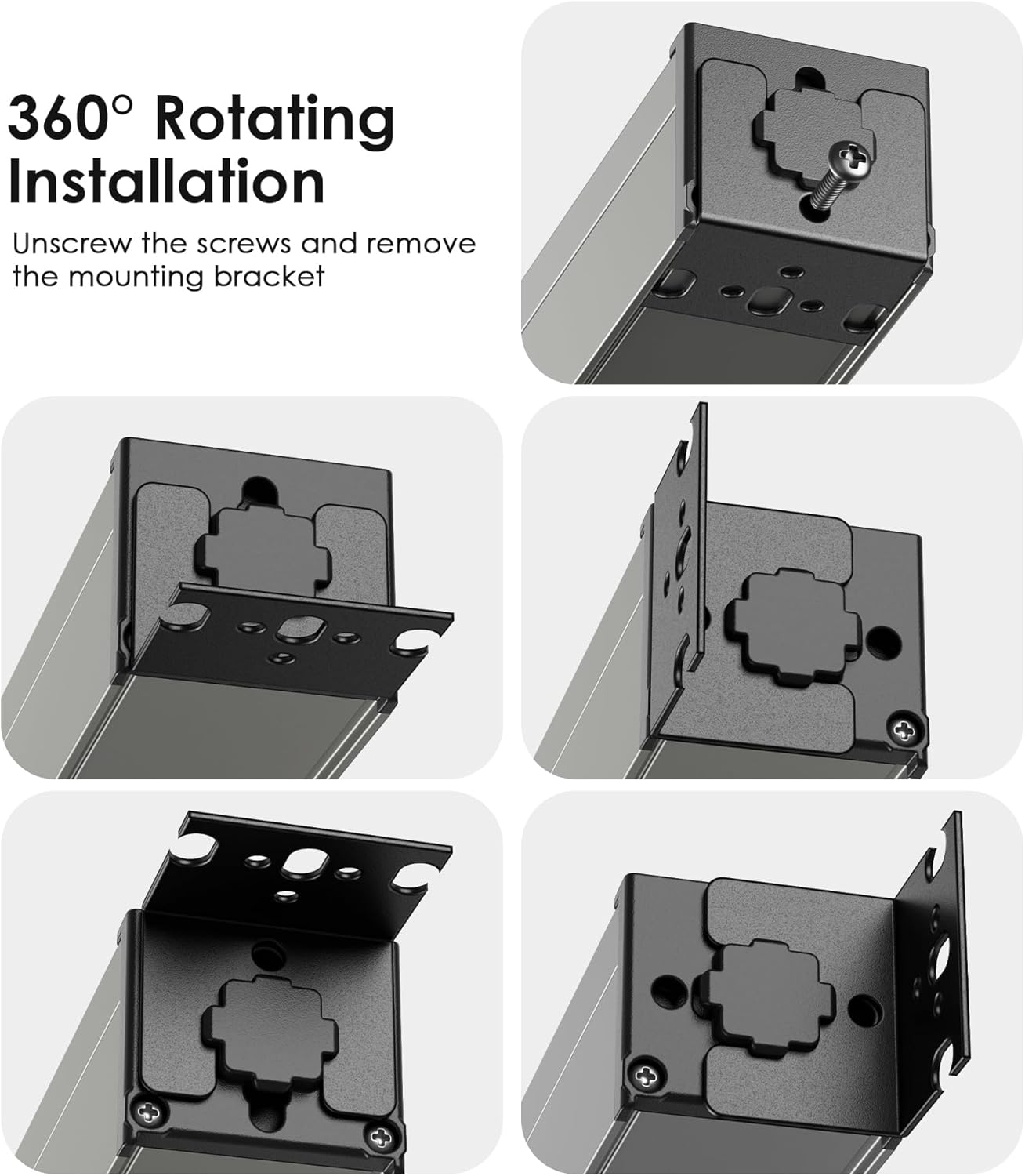 JUNNUJ Heavy Duty Power Strip Wall Mount, 20 Amp Surge Protector 1200J Metal 8 Outlet Under Desk Mounted 20A, Garage Power Bar Table Socket Industrial Outlets 6-20R T-Slot, 10FT 12AWG Extension Cord