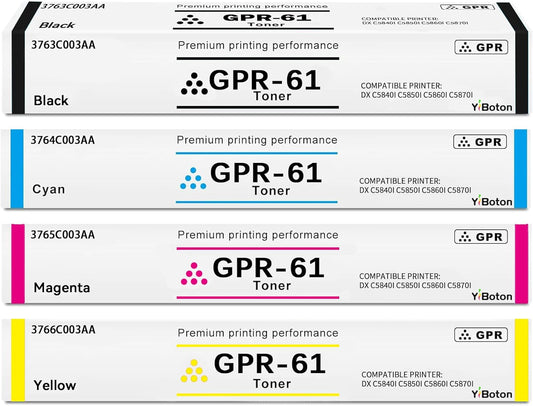 High Yield GPR61 GPR-61 Toner Cartridge Compatible for Canon ImageRunner Advance DX C5840i C5850i C5860i C5870i Printer.(3763C003AA 3764C003AA 3765C003AA 3766C003AA)