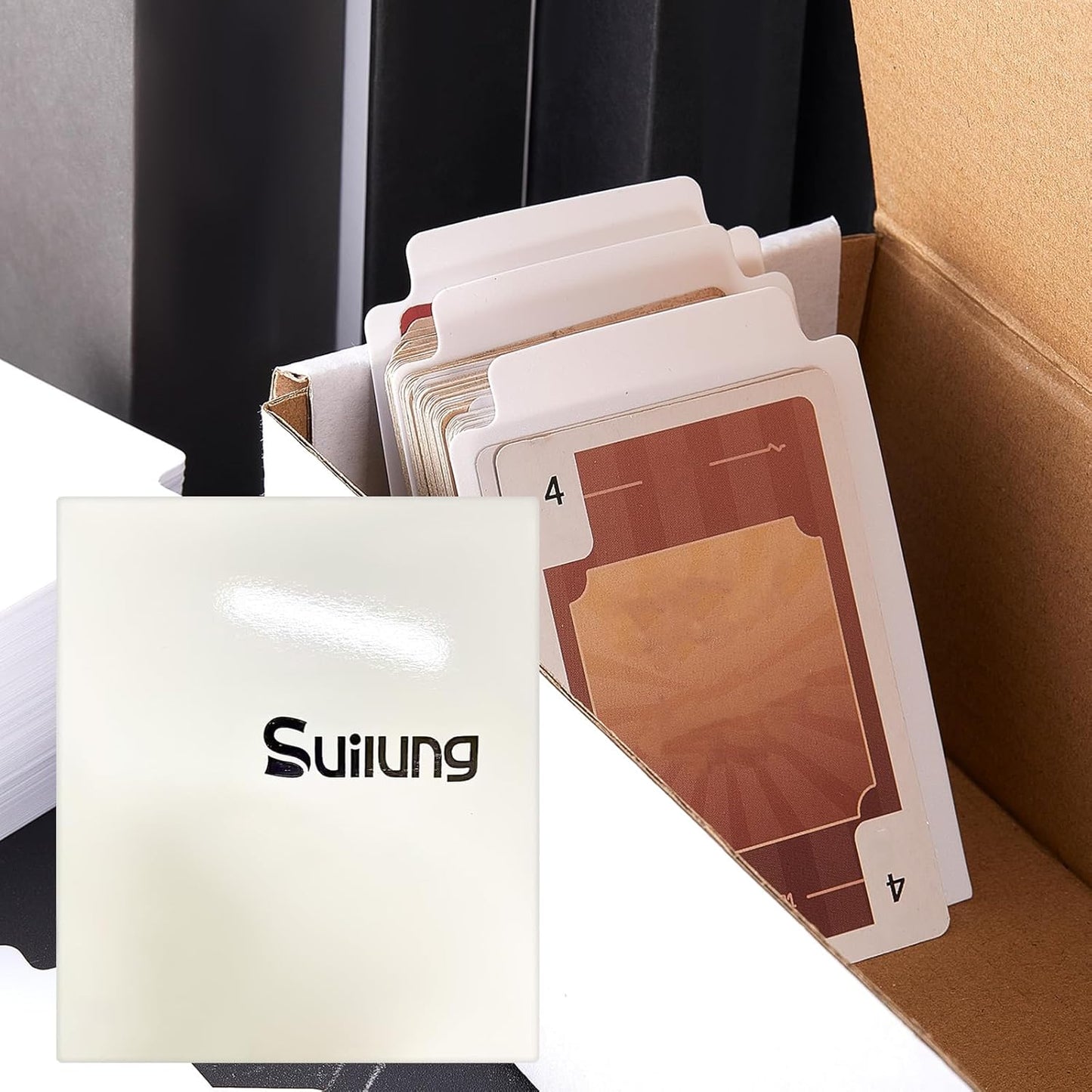 White Trading Card Plastic Divider Cards Sorting Tray Playing Separator Organizer Pages for Games Sports Supplies, 69 x 97 mm(250 Pieces)