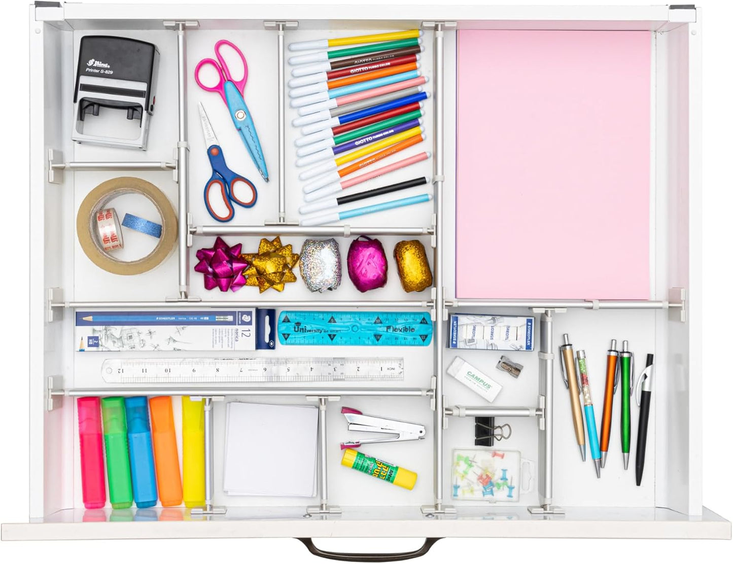 Practical Comfort FLEXIVIDER Aluminum Drawer Organizer - 9 Telescopic Dividers Set - Bronze