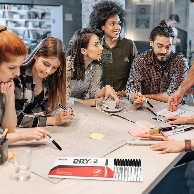 SFAIH Fine Tip Dry Erase Markers - 216 Pack Black Whiteboard Erasable Markers Bulk for Kids Adults, Ideal for Classroom School Office Home Use on White Board, Non-Toxic Easy Clean