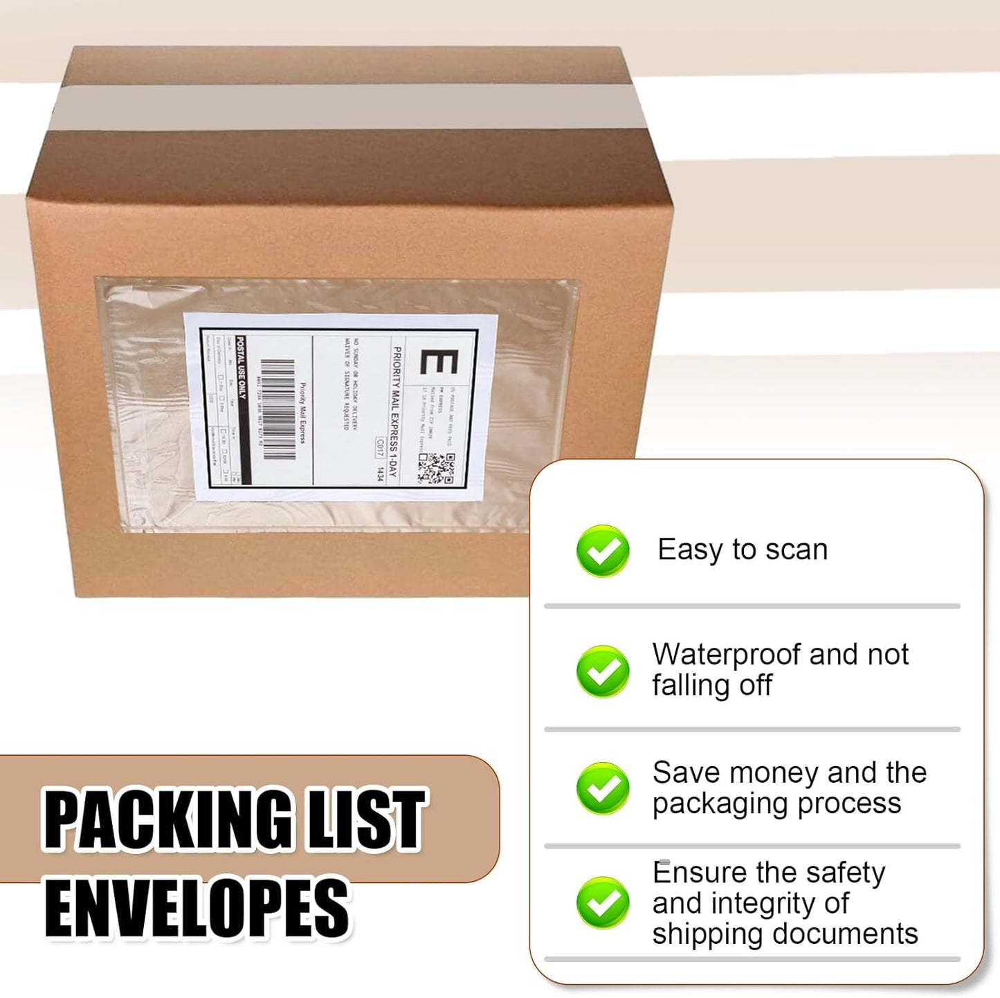 Cholemy 400 Pcs 9.5 x 12 in Clear Packing List Envelopes Shipping Pouches Mailing Shipping Label Sleeves Clear Adhesive Pockets Protectors Slip Envelope Pouches Holders Cover Enclosed Bag for Packing