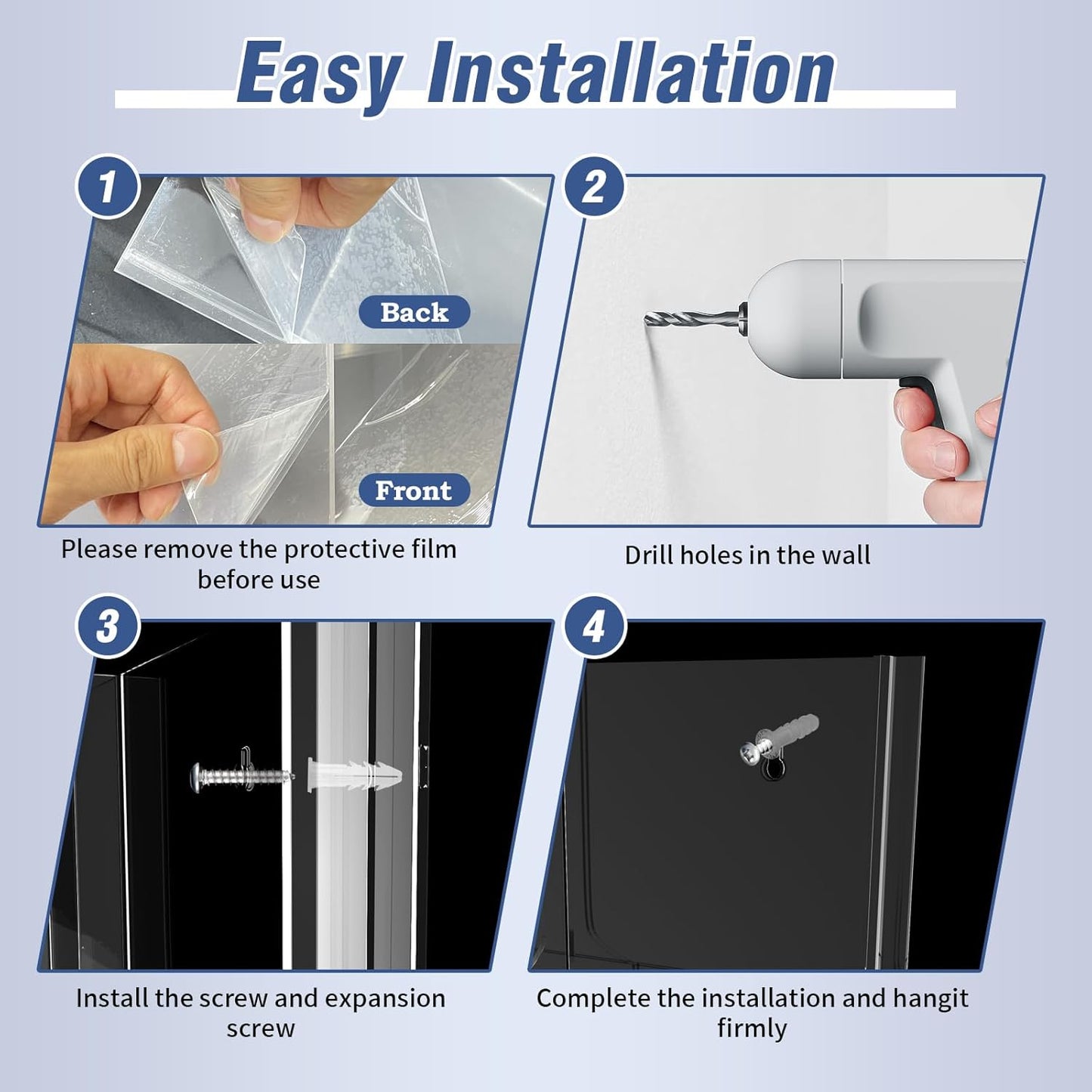 Acrylic Brochure Pamphlet Holder, 3 Magazine Holders and 12 Pamphlet Holders, Black Display Rack Wall Mount, Trifold Flyer Holder, Literature Storage Rack for Home, Offices, Waiting Room