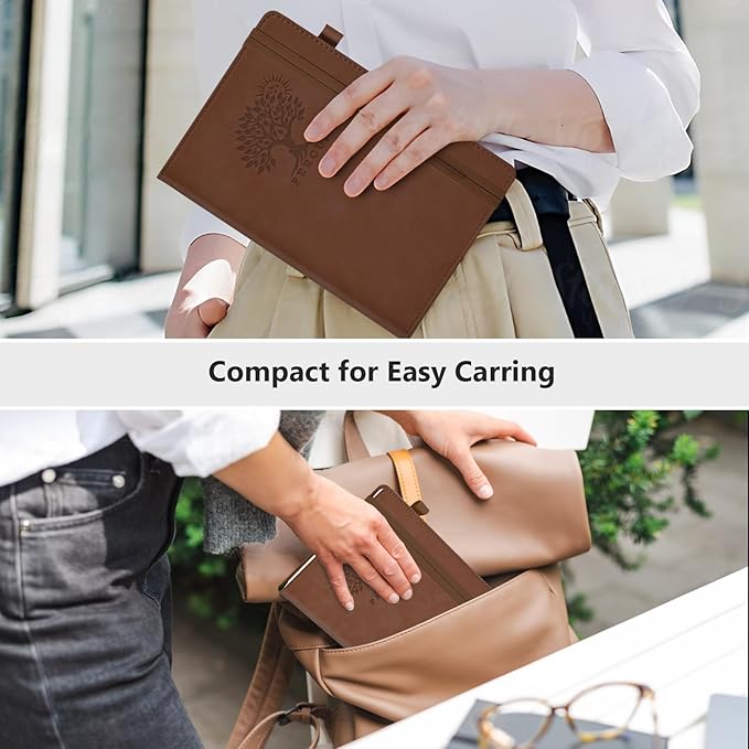 PERCUN Lined Journal Notebook for Men & Women, 160 Pages College Ruled Journal for Writing, A5 Hardcover Leather Notebooks for Work, School, Business, Travel, Daily Diary 5.9" x 8.5" - Brown