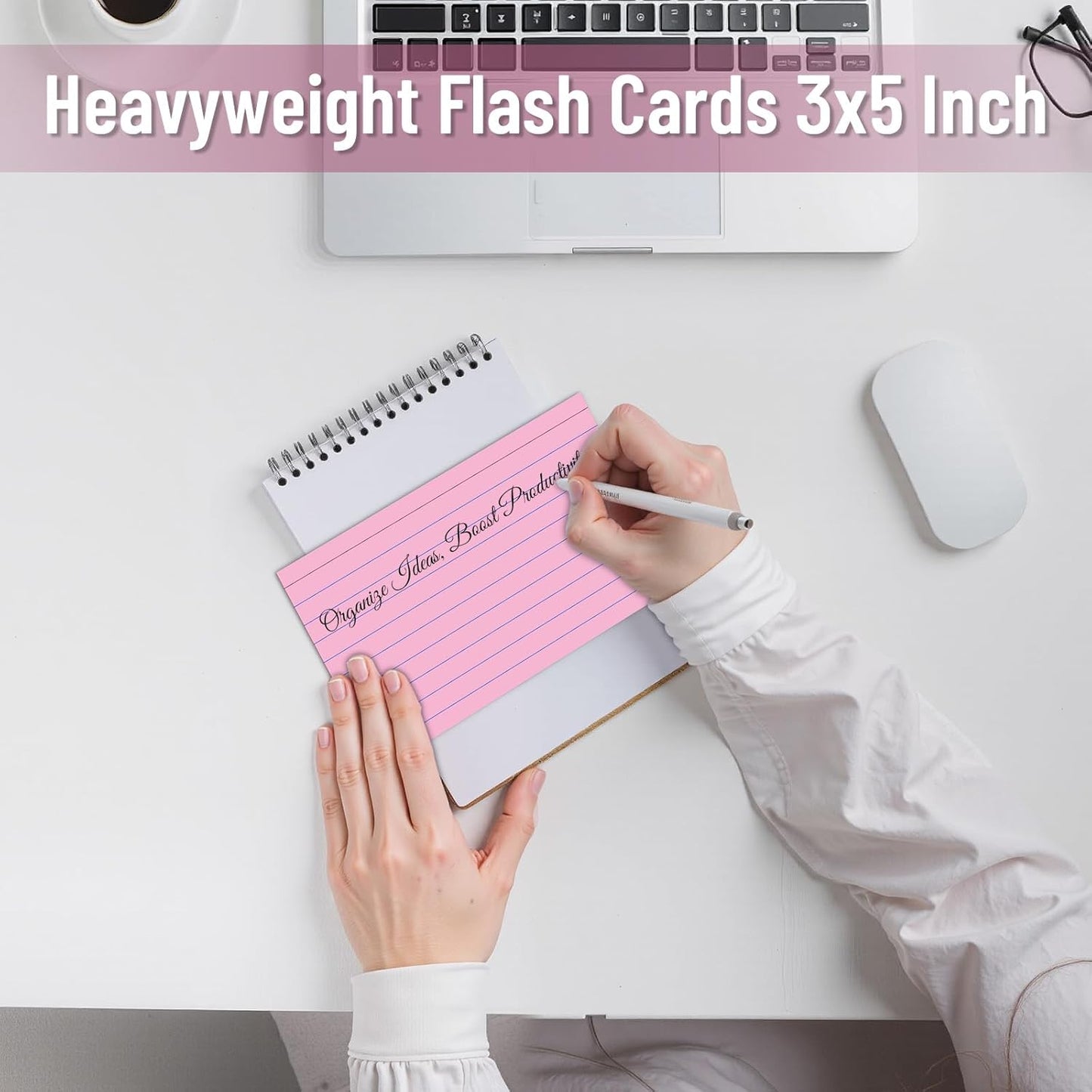 250 Count Index Cards 3x5 Inch Colored Ruled Lined Heavyweight Flash Cards Study Cards with Sturdy Cardstock Durable Flashcards Note Cards for Note Taking, Language Learning, School & Office Supplies