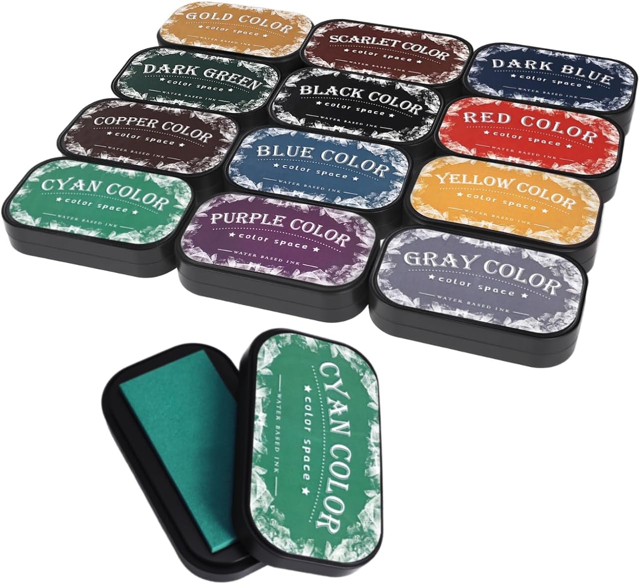 Large Finger Ink Pads for Kids Washable Craft Ink Stamp Pads,Retro12 Color DIY Clear Embossing Ink Pad for Baby Footprint Handprint,Rubber Stamps, Paper, Scrapbooking,Best Gift for Kids and Adult