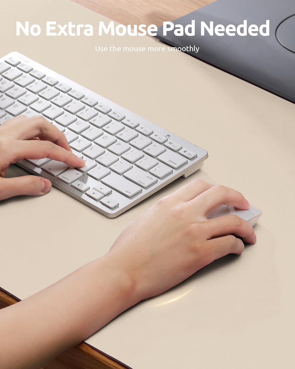 YSAGi Leather Desk Pad Protector, Office Desk Mat, Large Mouse Pad, Non-Slip PU Leather Desk Blotter, Waterproof Laptop Desk Writing Pad for Office and Home (23.6" x 13.8", Eggshell)