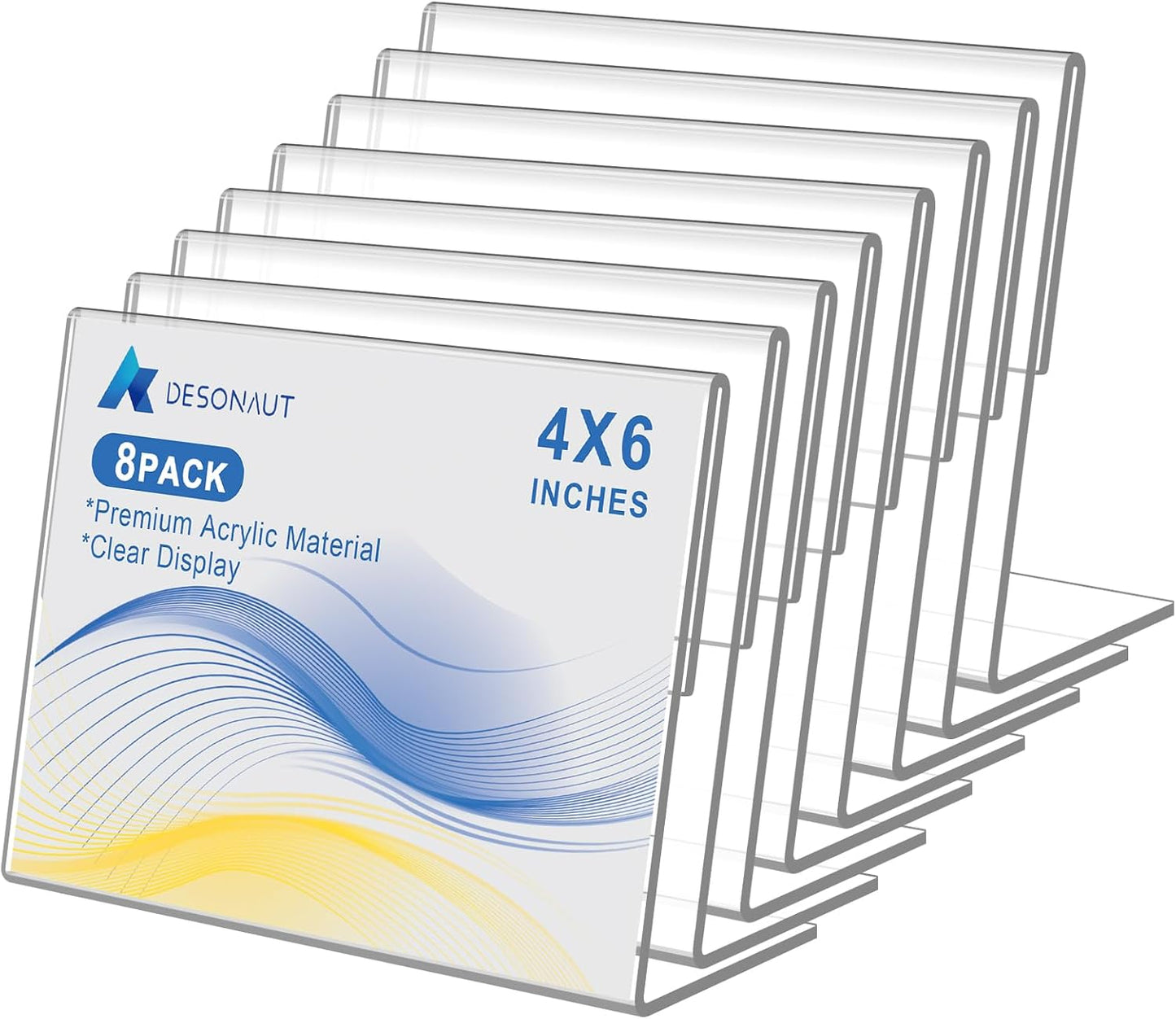 8 pack Acrylic Sign Holder 4 x 6 Inches,Clear Plastic Sign Holder Paper Photo Display，Menu Tabletop Stand，Clear Acrylic Picture Frame，Flyer Holder（Horizontal）