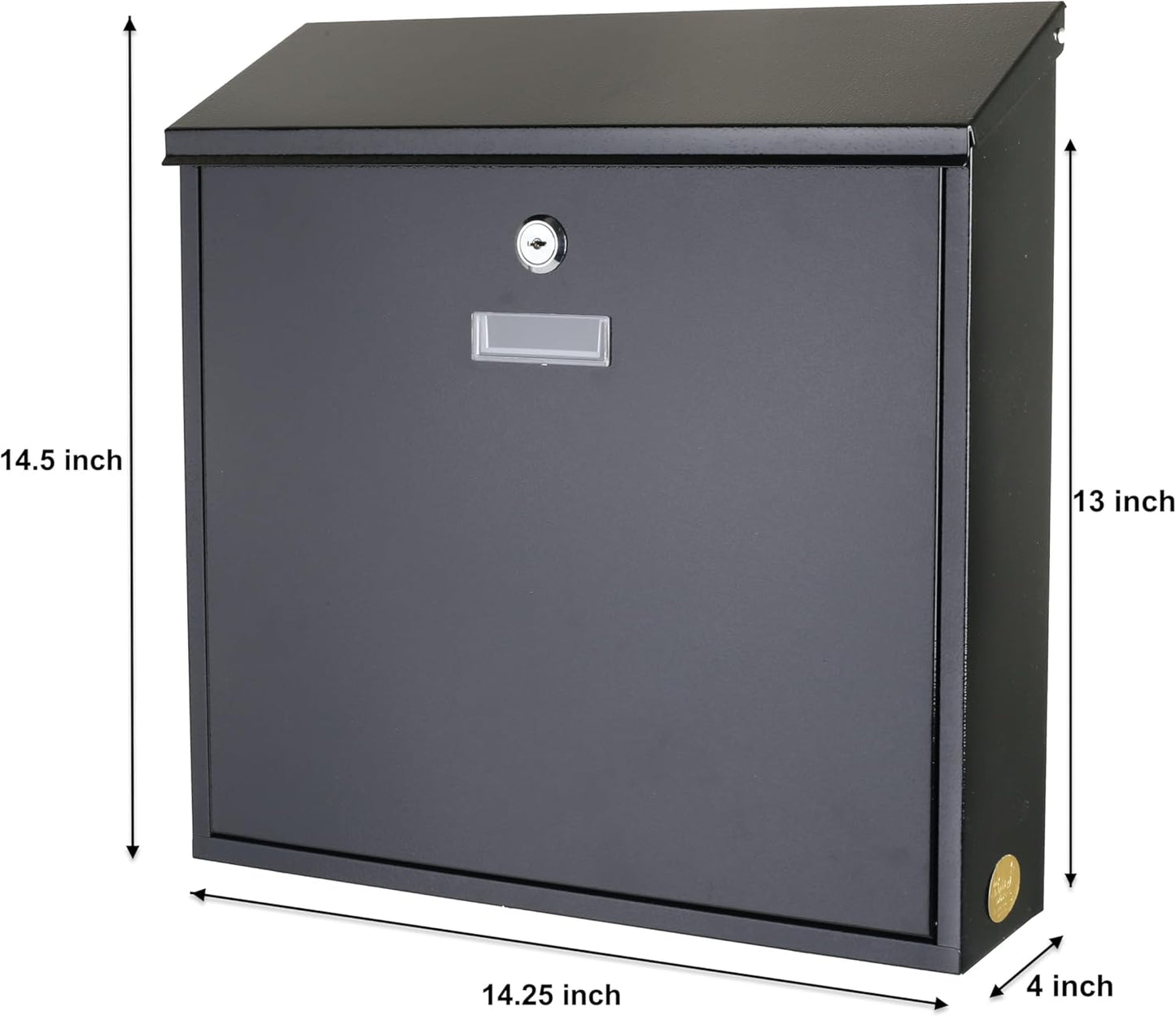 Metal Mailbox Steel office comment Suggestion ballot Box Secure Box With top special Wide Slot for envelopes Wall Mount with pre drilled holes Drop Box for Home and Office 14.3H x 14.6W x 3.75D(Black)