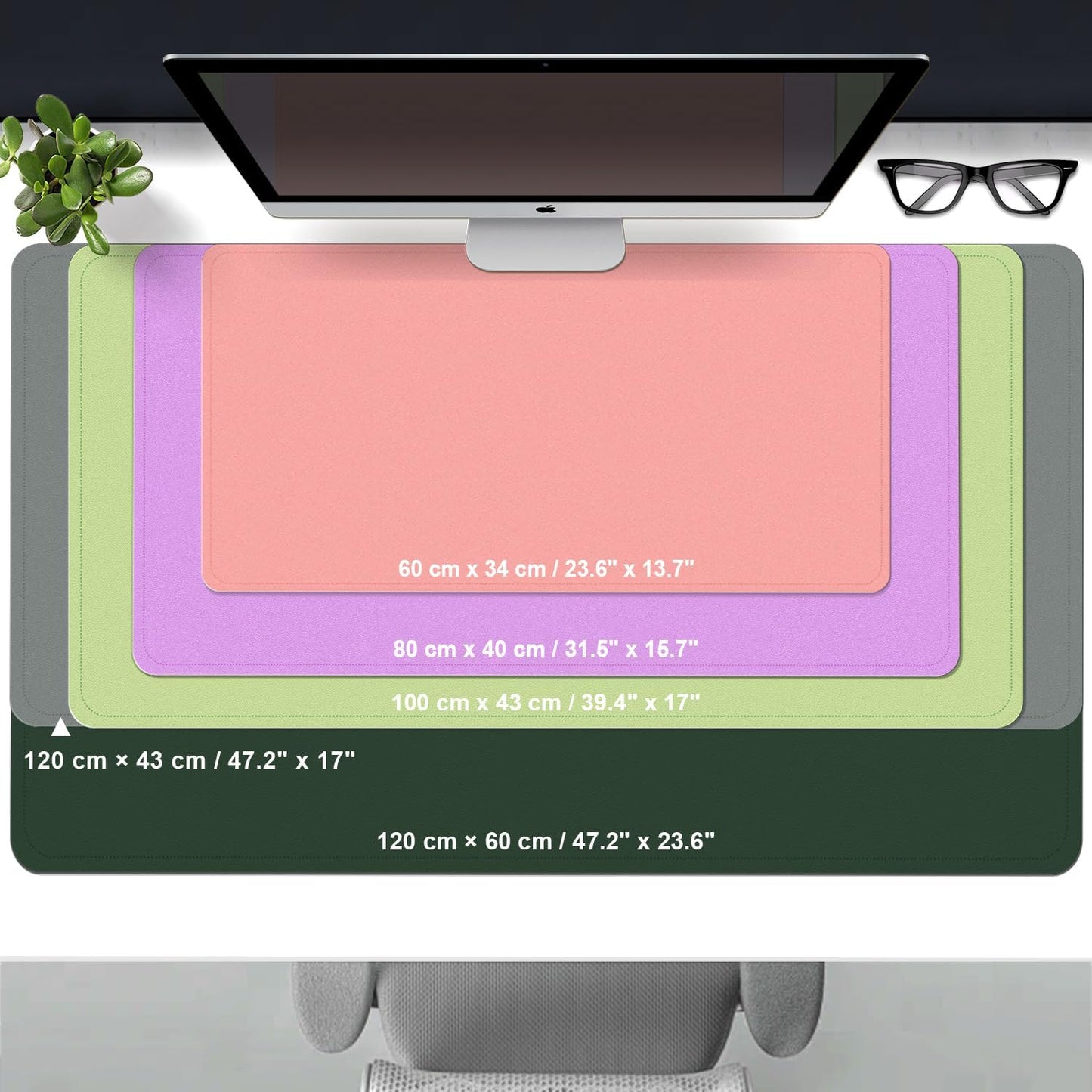 Large Desk Pad 47.2" x 17", Leather Desk Mat Protector, Non-Slip PU Leather Desk Blotter Pad, Large Mouse Keyboard Mat, Waterproof Desk Cover Pad for Office & Home(Sweet Pink)