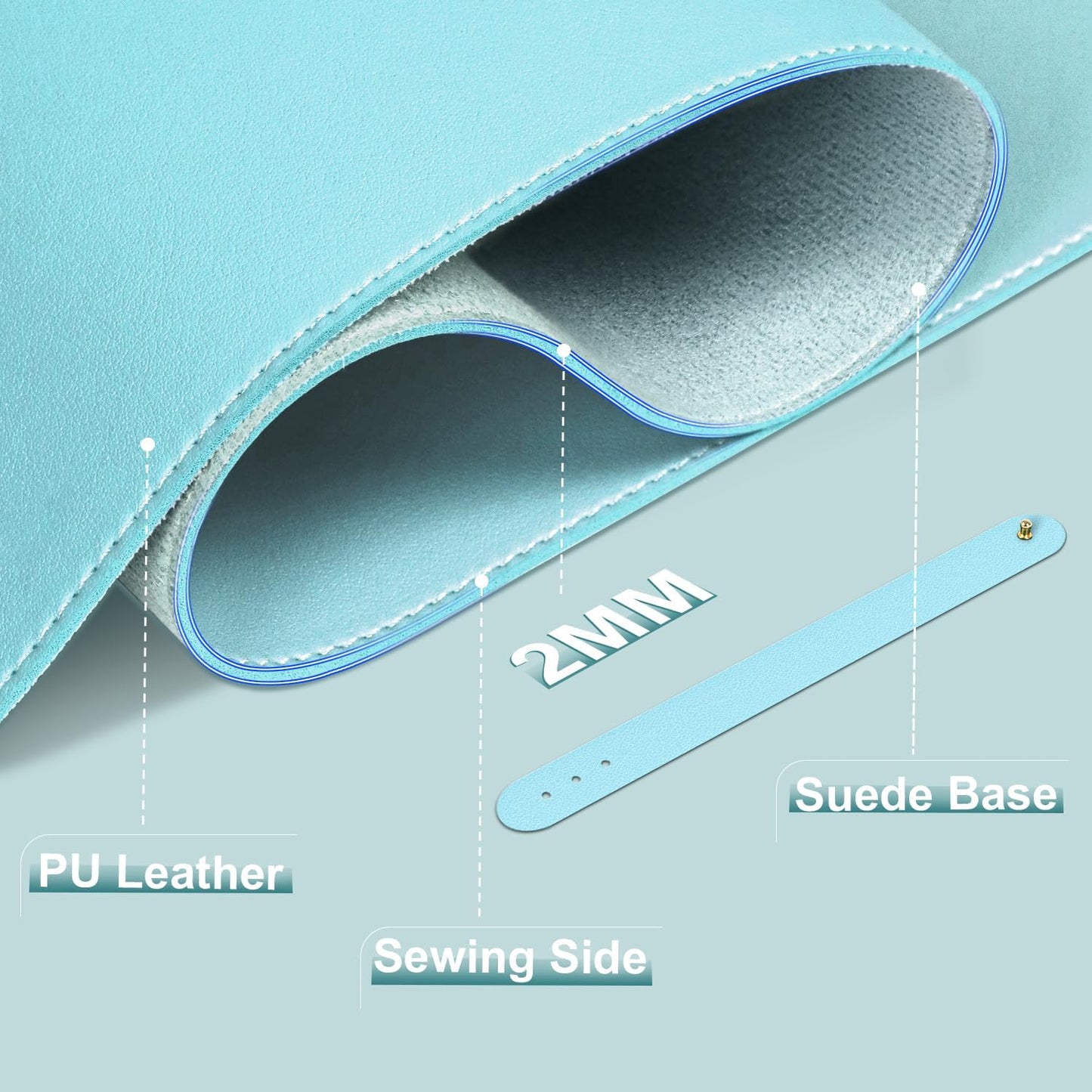 PU Leather Desk Pad Protector and Blotter, Large Mouse Pad and Laptop Desk Mat, Non-Slip Office and Home Writing Pad (Aqua Frost Blue, 31.5" x 15.7")