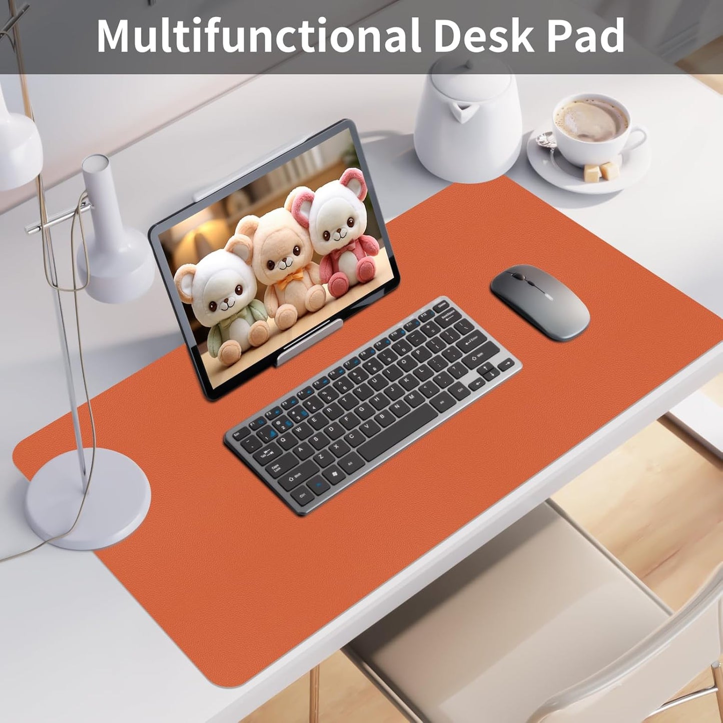 Bloss Orange Desk Mat 31.5"x15.7", Waterproof Large Desk Pad, Leather Desk Matt for Desktop, Computer Mat for Office/Home/Decor