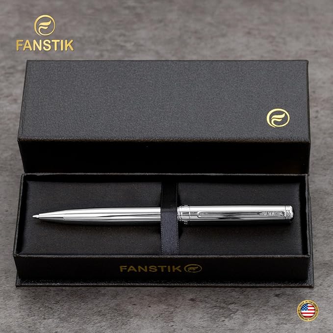 Silver Luxury ballpoint Pen (Made In USA) fancy gift set for women, Real 24K Gold Plating, Professional executive pen gift set for men (Lux BallPoint Silver)