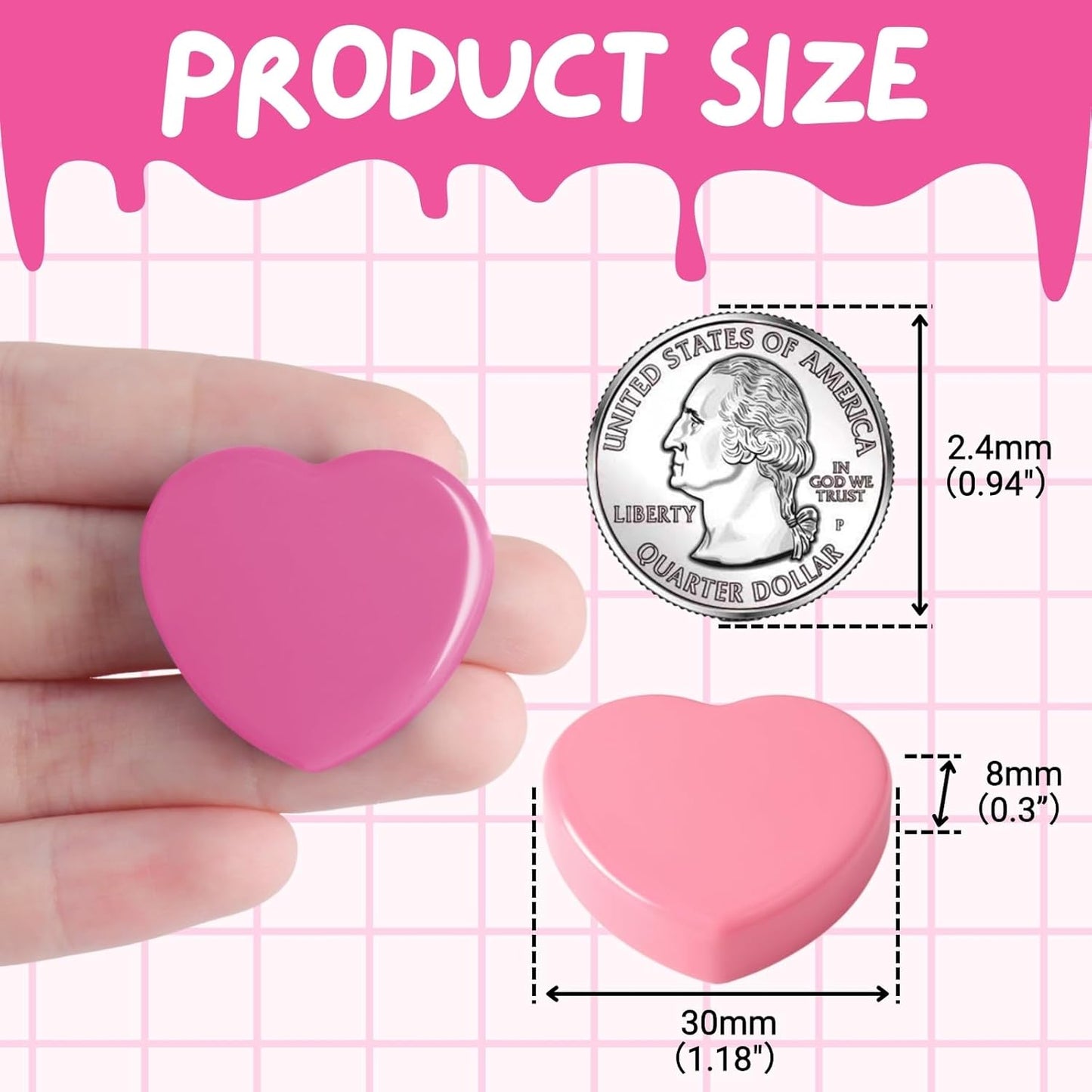 30PCS Heavy Duty Fridge Magnets - Small Cute Refrigerator Magnets for Whiteboard, Lockers & Kitchen, Cute Strong Magnets - Mini Decorative Magnet for Home, School, Office, Crafts, Locker (Pink)