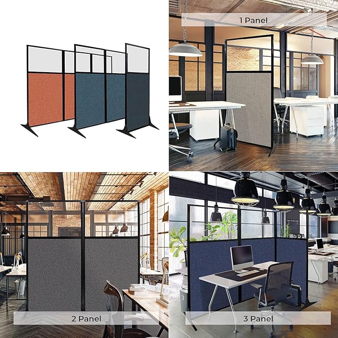Versare Workstation Partition | Portable Wall Divider | Modern Office Cubicle | Free Standing Privacy Screen | Flexible Work Space | 99" x 70" Royal Blue Fabric Panels